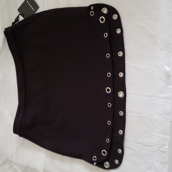 Trouvé NEW Metal Grommet Hem High Low Side Slit SKIRT Black NWT Business 🎉HP🎉 - Picture 11 of 16